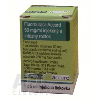 Фторурацил (Флуороурацил) Аккорд 50 мг/мл (250 мг) по 5 мл, 1 флакон