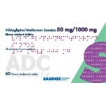 Вілдагліптин/Метформін Сандоз 50 мг/1000 мг, 60 таблеток